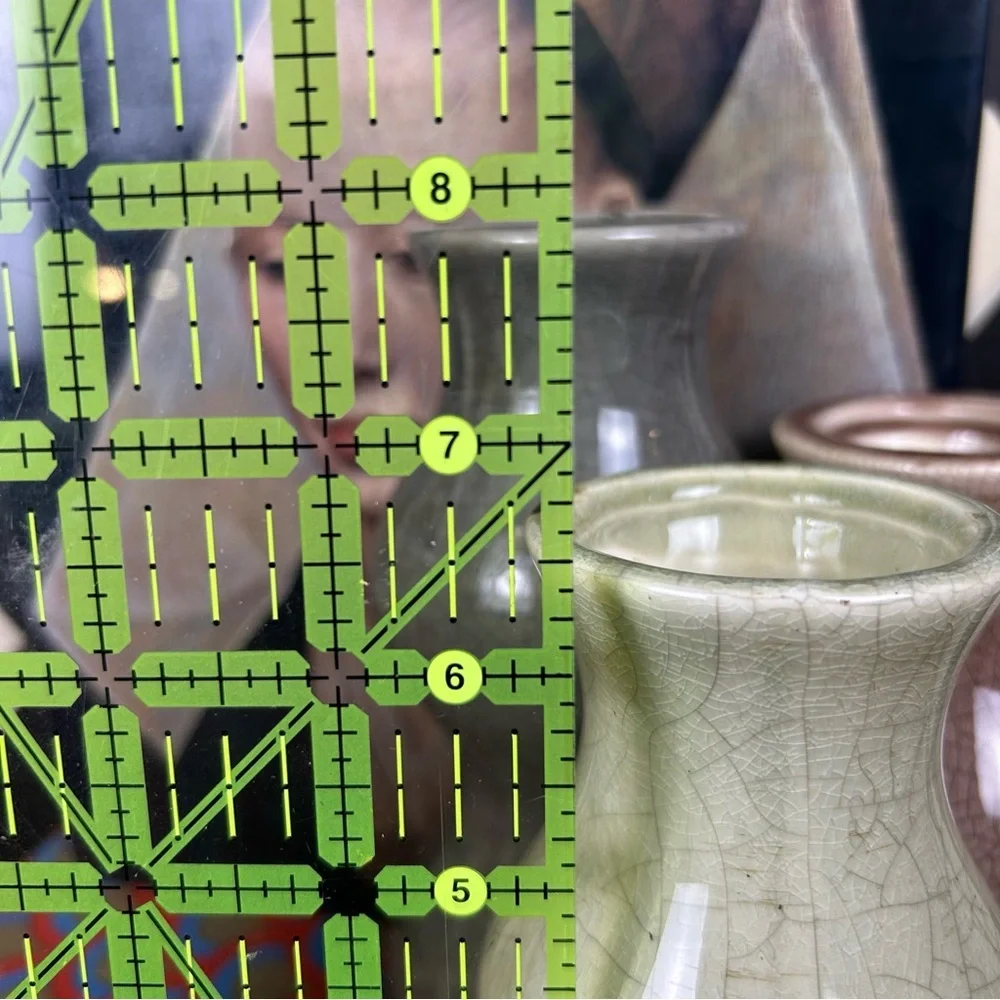 Studio Pottery Trio Bud Vases Crackle Glaze Sculptural| Vintage Luxury Set of 3 - Picture 14 of 16